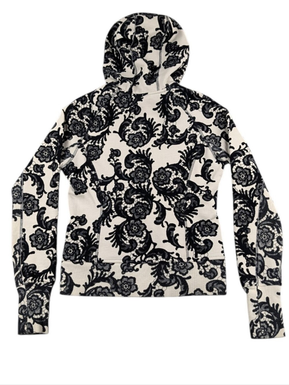 Lululemon Scuba Hoodie Stretch Laceoflage Polar Cream Black Size 6 EUC - Picture 5 of 11